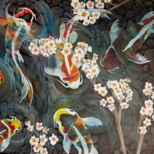 Koi Pond and Cherry Blossom Tree 002